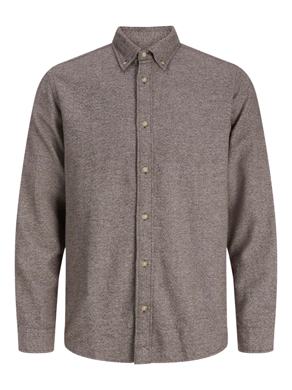 Jack & Jones Bluharvey Twill Solid L/S Shirt - Hot Fudge